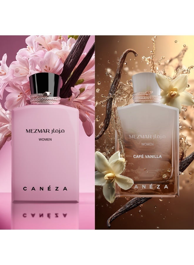 Canéza The Luxe Woman Duo - Mezmar Women (Almond, Coffee, Vanilla) + Café Vanilla (Vanilla, Tonka, Amber Woods) 100ML Each | Long-Lasting EDP - Image 1